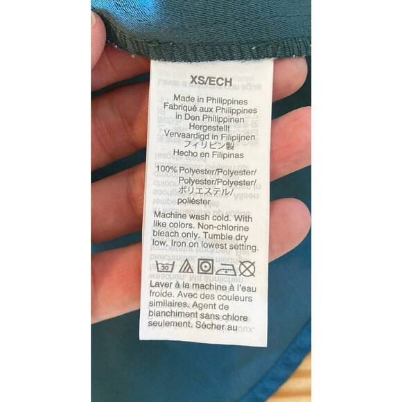 J Crew Ruffle Neck Long Sleeve Blouse Size XS Women’s Teal - Picture 4 of 7